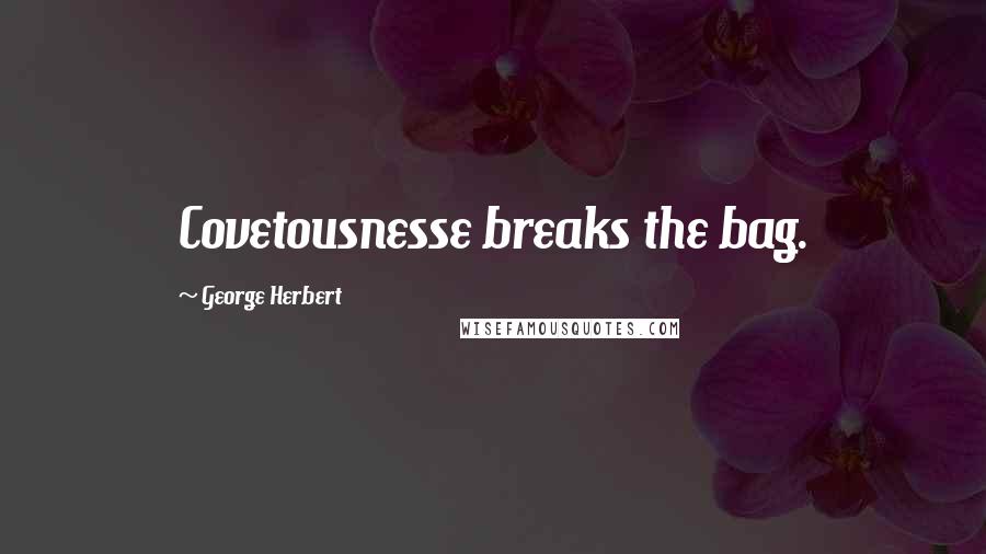 George Herbert Quotes: Covetousnesse breaks the bag.