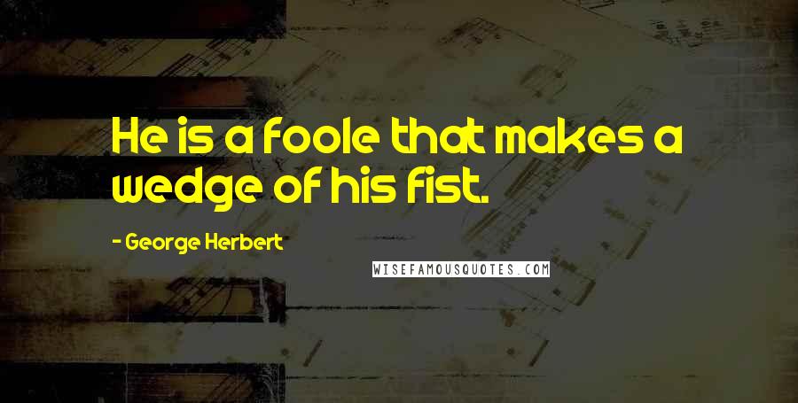 George Herbert Quotes: He is a foole that makes a wedge of his fist.