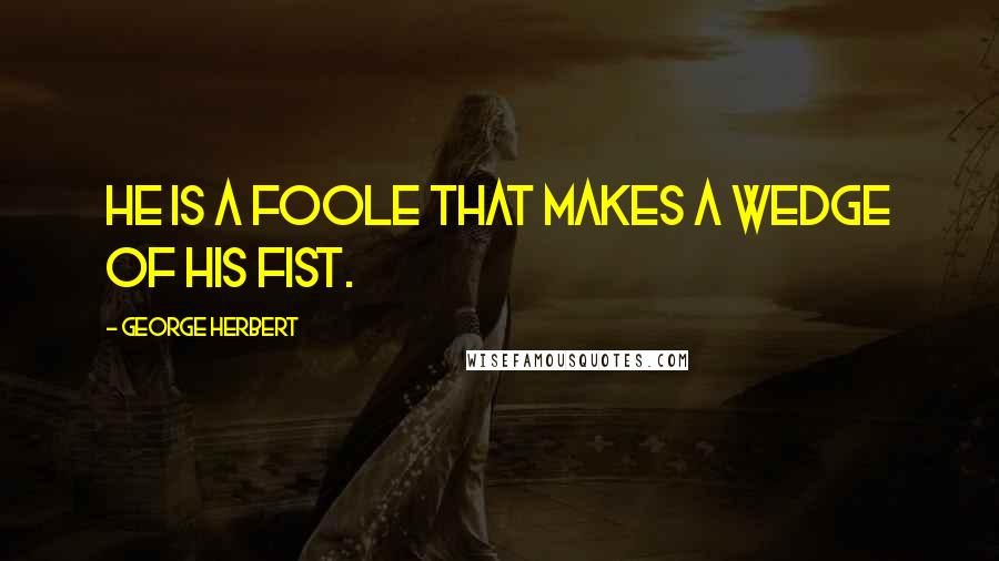 George Herbert Quotes: He is a foole that makes a wedge of his fist.
