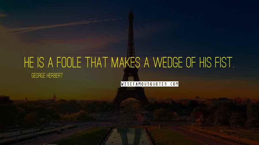 George Herbert Quotes: He is a foole that makes a wedge of his fist.