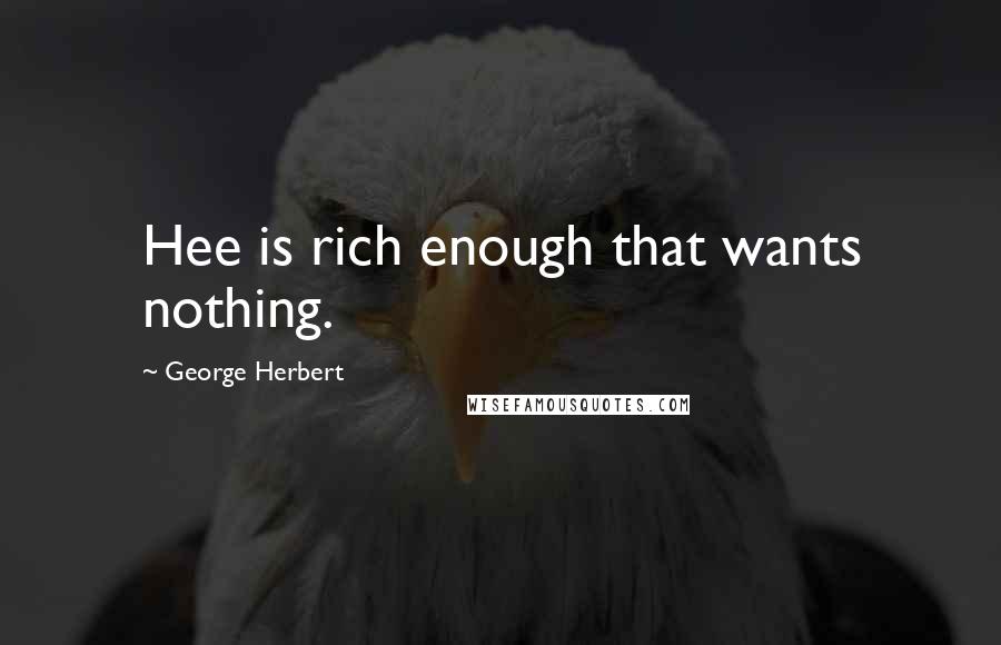 George Herbert Quotes: Hee is rich enough that wants nothing.