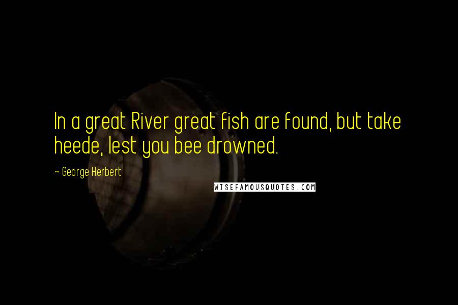 George Herbert Quotes: In a great River great fish are found, but take heede, lest you bee drowned.