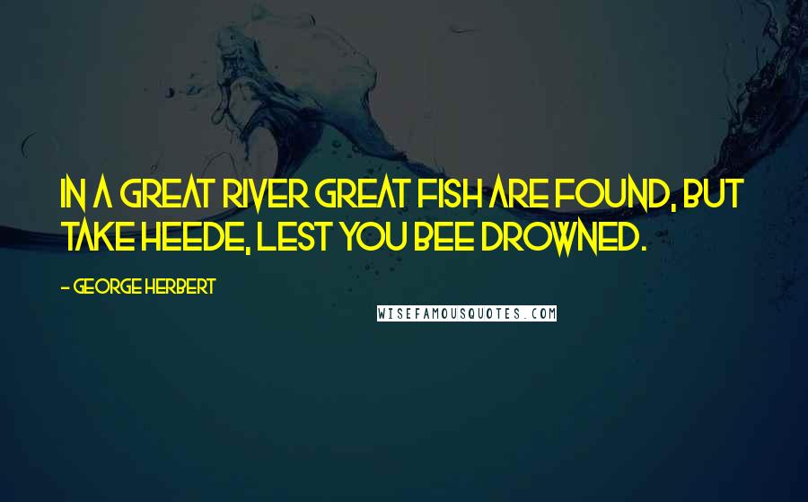 George Herbert Quotes: In a great River great fish are found, but take heede, lest you bee drowned.