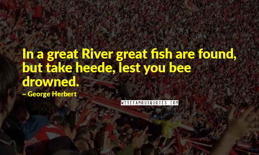 George Herbert Quotes: In a great River great fish are found, but take heede, lest you bee drowned.