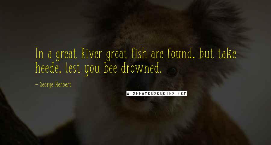 George Herbert Quotes: In a great River great fish are found, but take heede, lest you bee drowned.