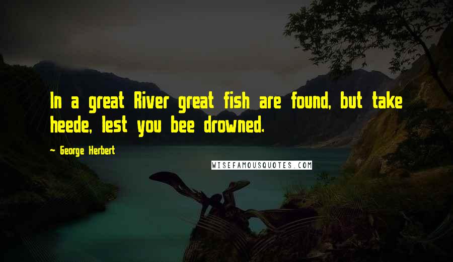 George Herbert Quotes: In a great River great fish are found, but take heede, lest you bee drowned.
