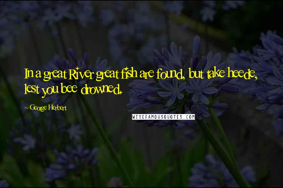 George Herbert Quotes: In a great River great fish are found, but take heede, lest you bee drowned.