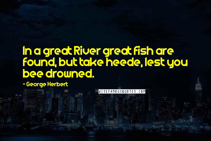 George Herbert Quotes: In a great River great fish are found, but take heede, lest you bee drowned.