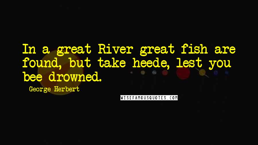 George Herbert Quotes: In a great River great fish are found, but take heede, lest you bee drowned.