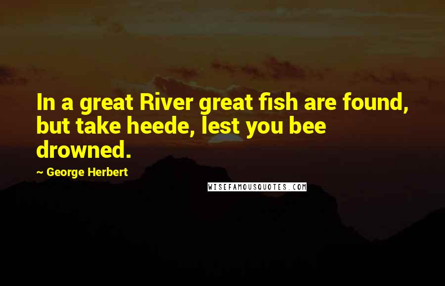 George Herbert Quotes: In a great River great fish are found, but take heede, lest you bee drowned.