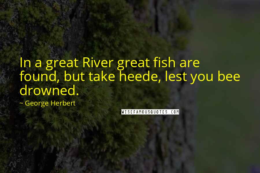 George Herbert Quotes: In a great River great fish are found, but take heede, lest you bee drowned.