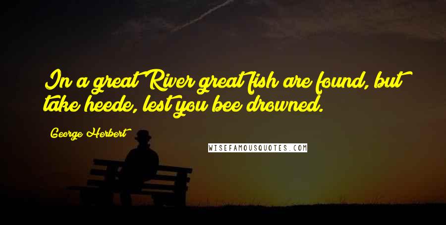George Herbert Quotes: In a great River great fish are found, but take heede, lest you bee drowned.