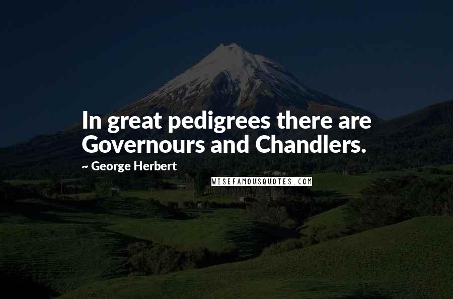 George Herbert Quotes: In great pedigrees there are Governours and Chandlers.