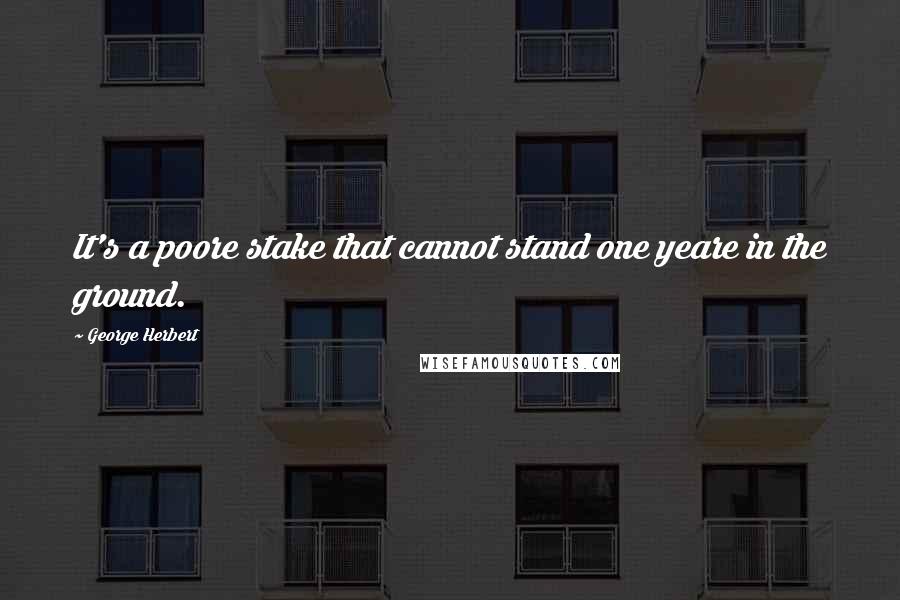 George Herbert Quotes: It's a poore stake that cannot stand one yeare in the ground.