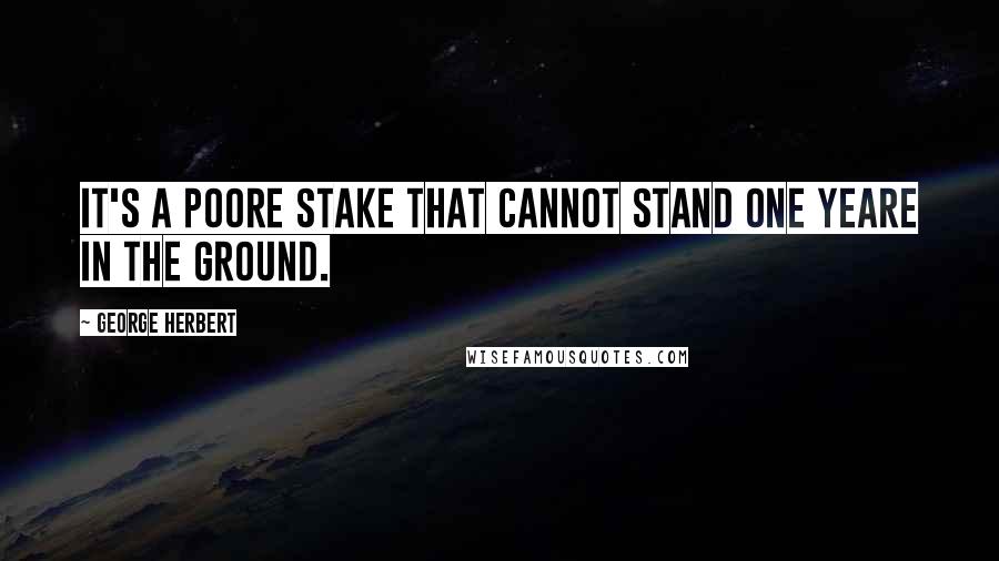 George Herbert Quotes: It's a poore stake that cannot stand one yeare in the ground.
