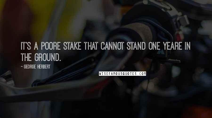 George Herbert Quotes: It's a poore stake that cannot stand one yeare in the ground.
