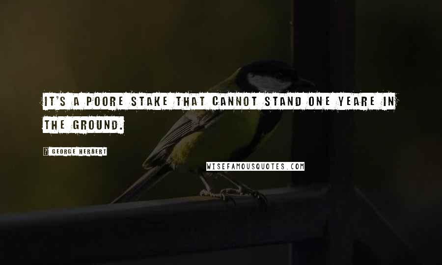 George Herbert Quotes: It's a poore stake that cannot stand one yeare in the ground.