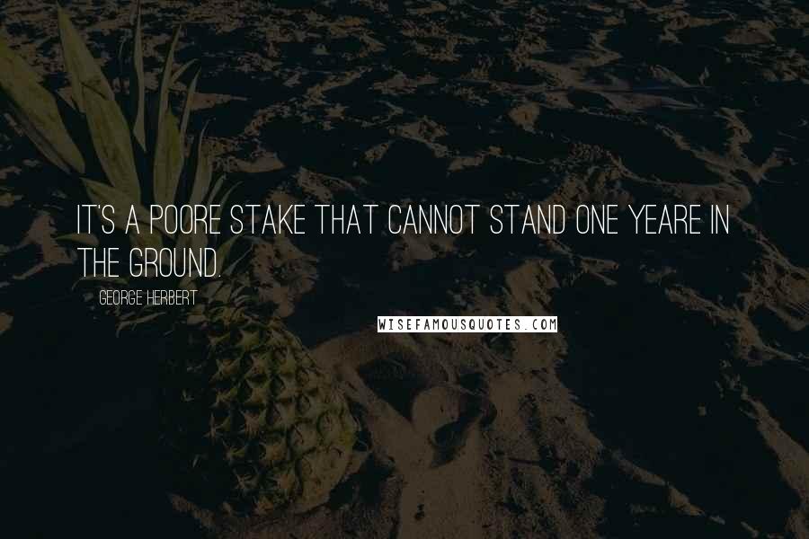 George Herbert Quotes: It's a poore stake that cannot stand one yeare in the ground.
