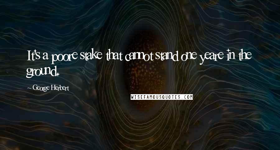 George Herbert Quotes: It's a poore stake that cannot stand one yeare in the ground.