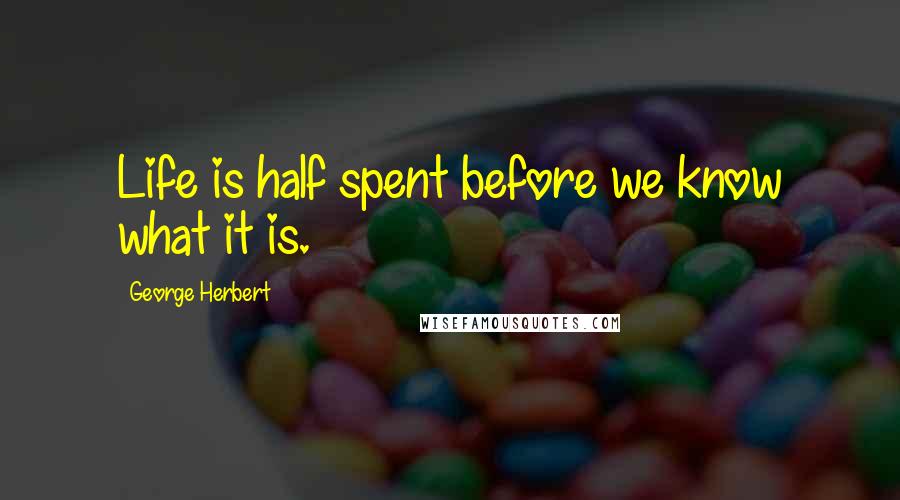 George Herbert Quotes: Life is half spent before we know what it is.