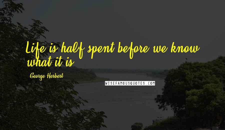 George Herbert Quotes: Life is half spent before we know what it is.