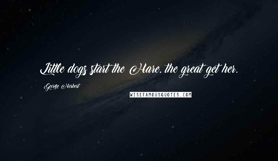 George Herbert Quotes: Little dogs start the Hare, the great get her.