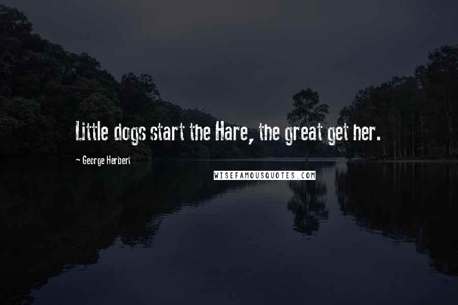 George Herbert Quotes: Little dogs start the Hare, the great get her.