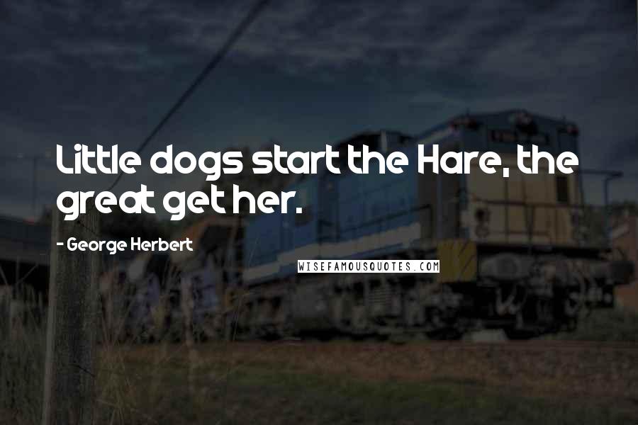 George Herbert Quotes: Little dogs start the Hare, the great get her.