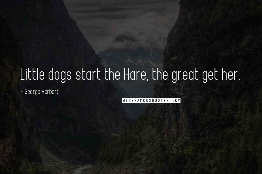 George Herbert Quotes: Little dogs start the Hare, the great get her.