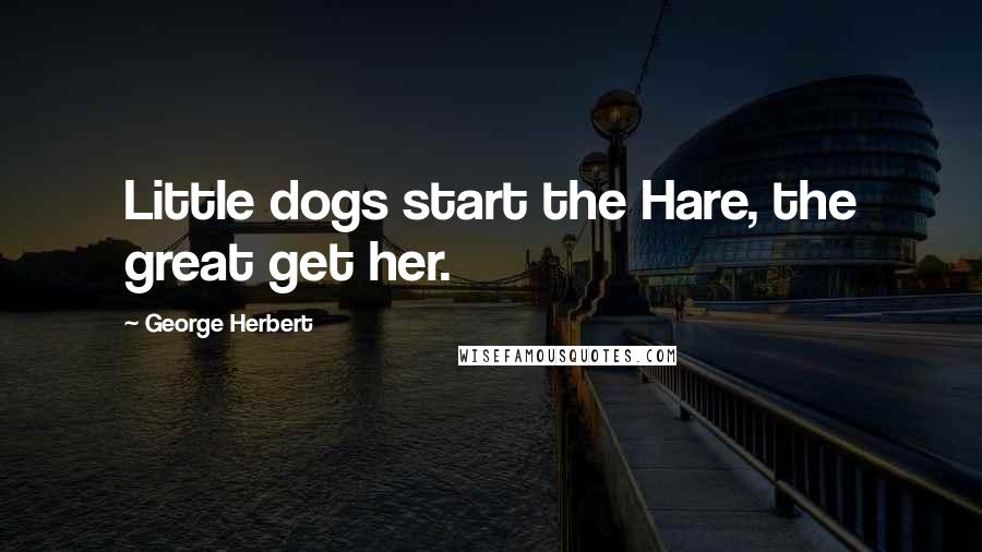 George Herbert Quotes: Little dogs start the Hare, the great get her.