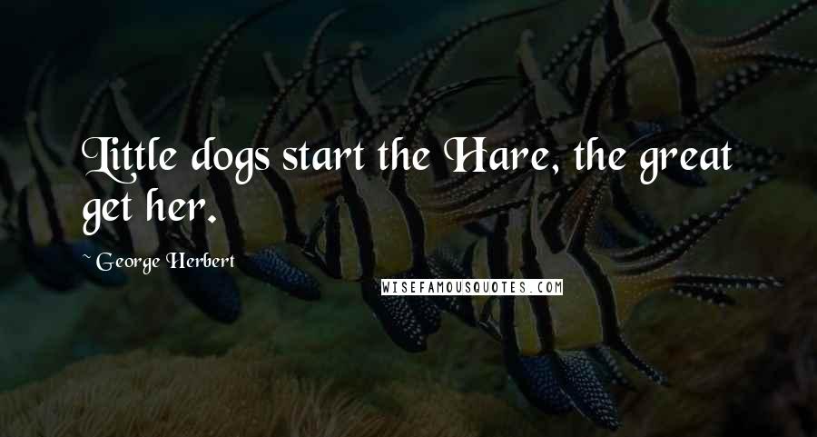 George Herbert Quotes: Little dogs start the Hare, the great get her.