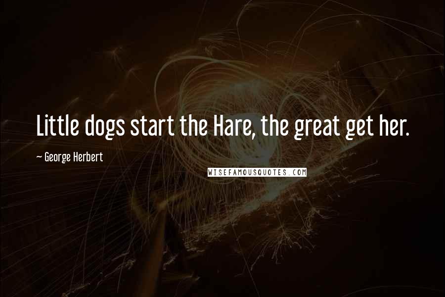 George Herbert Quotes: Little dogs start the Hare, the great get her.