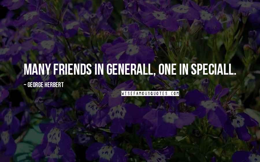 George Herbert Quotes: Many friends in generall, one in speciall.