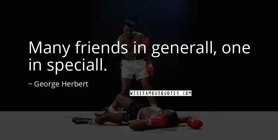 George Herbert Quotes: Many friends in generall, one in speciall.