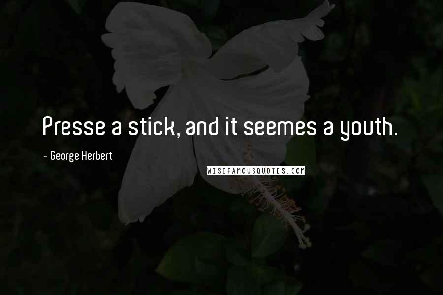 George Herbert Quotes: Presse a stick, and it seemes a youth.
