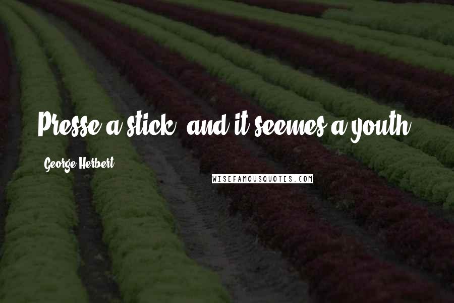 George Herbert Quotes: Presse a stick, and it seemes a youth.