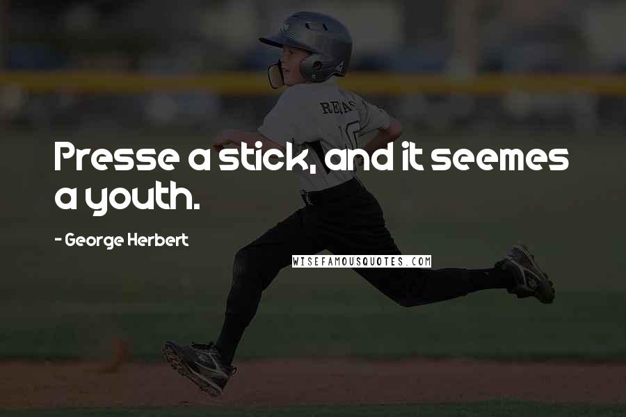 George Herbert Quotes: Presse a stick, and it seemes a youth.