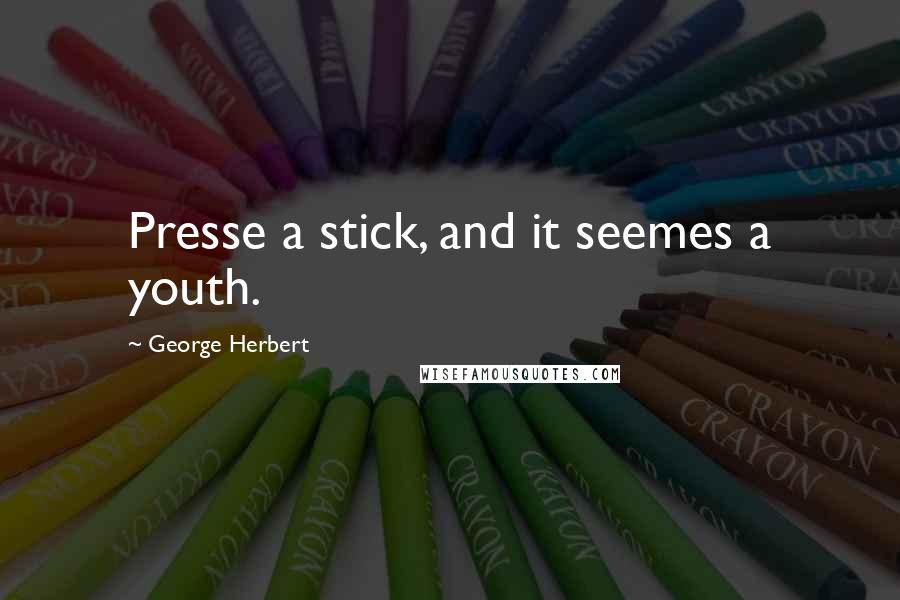 George Herbert Quotes: Presse a stick, and it seemes a youth.