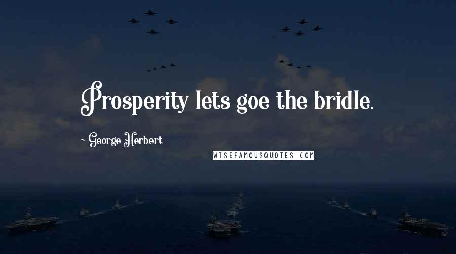 George Herbert Quotes: Prosperity lets goe the bridle.