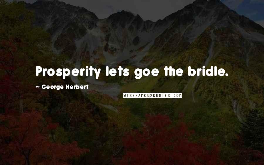 George Herbert Quotes: Prosperity lets goe the bridle.