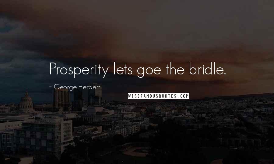 George Herbert Quotes: Prosperity lets goe the bridle.