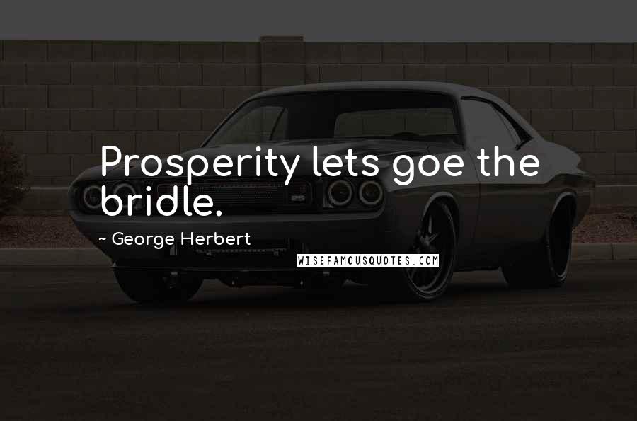 George Herbert Quotes: Prosperity lets goe the bridle.