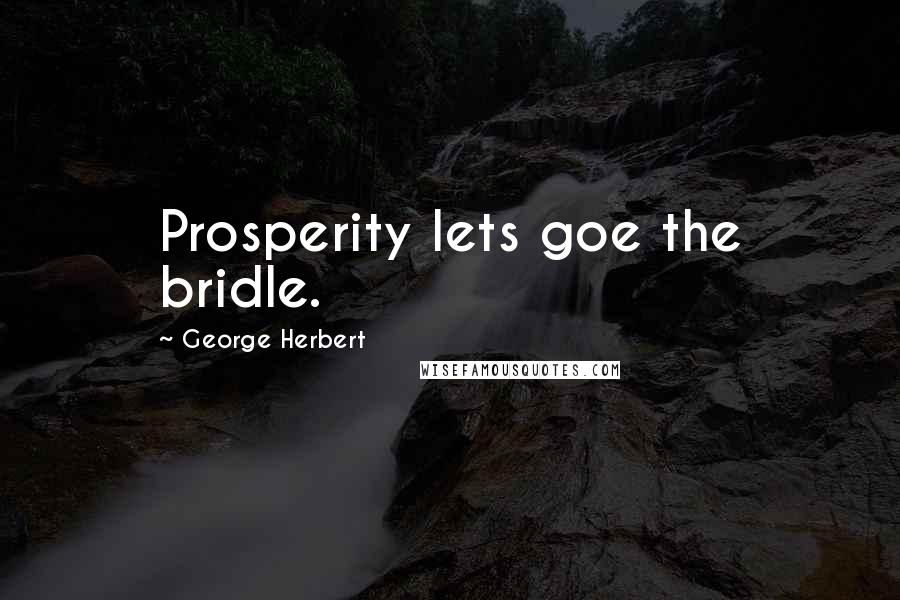 George Herbert Quotes: Prosperity lets goe the bridle.