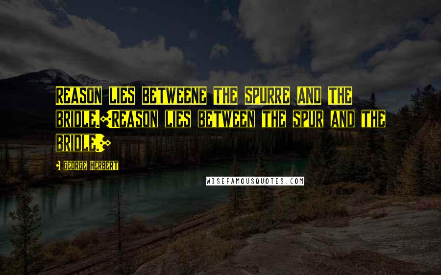 George Herbert Quotes: Reason lies betweene the spurre and the bridle.[Reason lies between the spur and the bridle.]