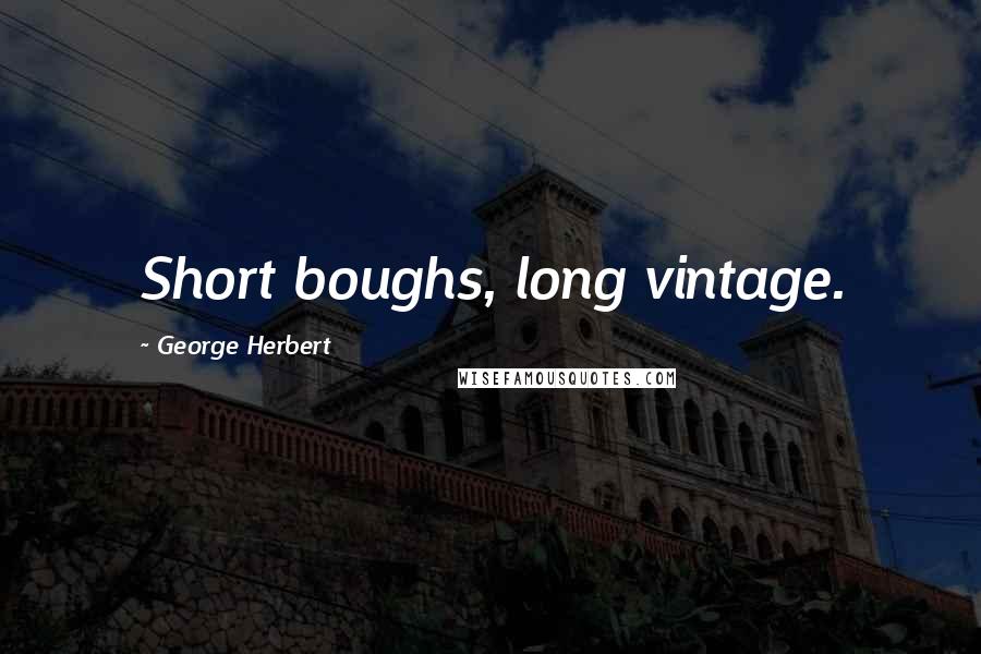 George Herbert Quotes: Short boughs, long vintage.