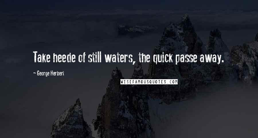 George Herbert Quotes: Take heede of still waters, the quick passe away.