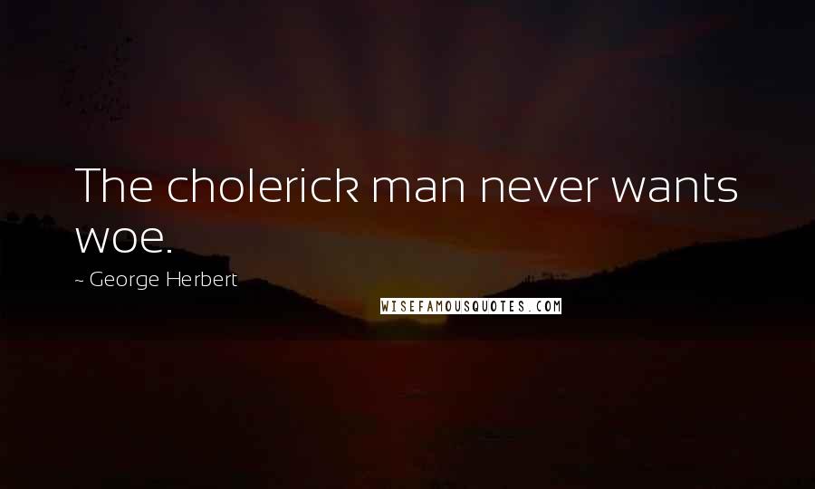 George Herbert Quotes: The cholerick man never wants woe.