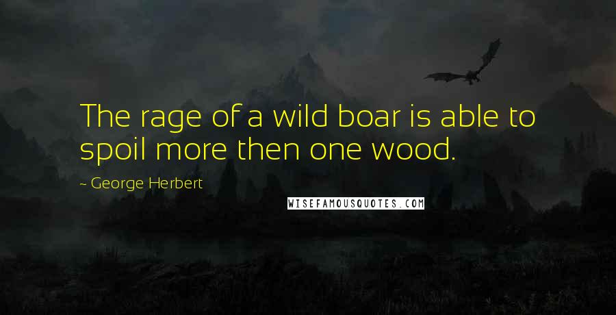 George Herbert Quotes: The rage of a wild boar is able to spoil more then one wood.