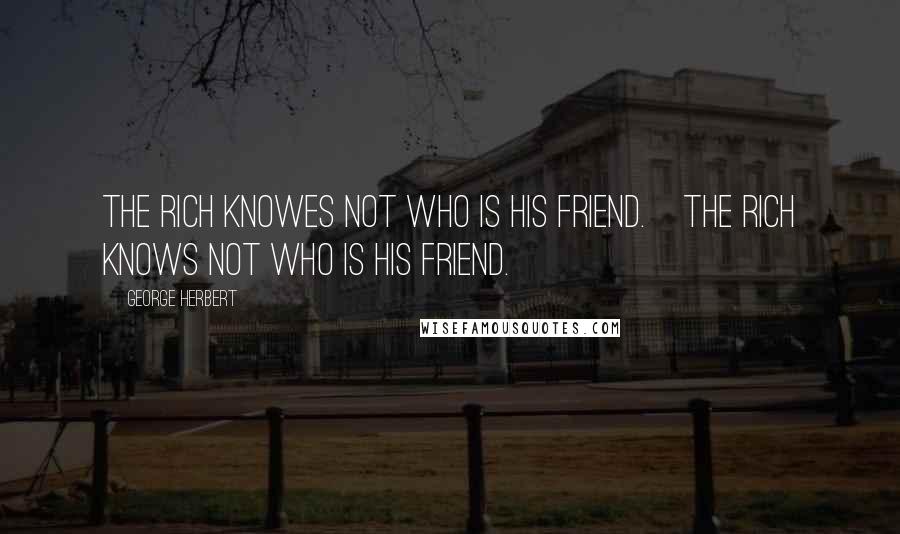 George Herbert Quotes: The Rich knowes not who is his friend.[The rich knows not who is his friend.]