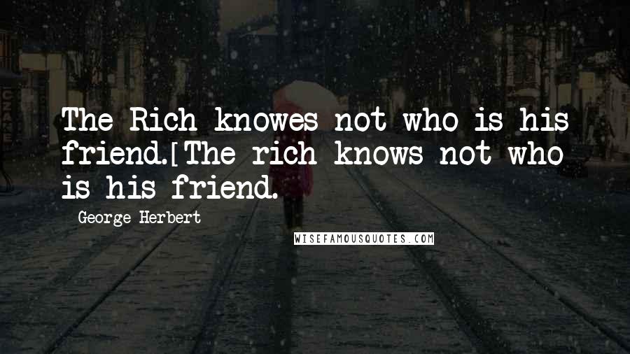 George Herbert Quotes: The Rich knowes not who is his friend.[The rich knows not who is his friend.]